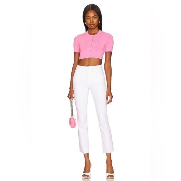 Good American Good Legs Straight High Waist Raw Hem Jeans in White037 30 NWT